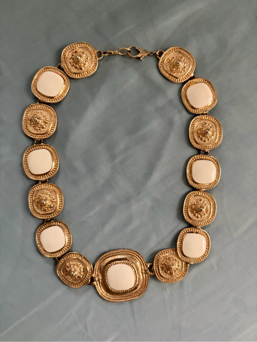 Vintage Gold and Cream Statement Necklace - Elegant Statement Necklace - Picture 6 of 8